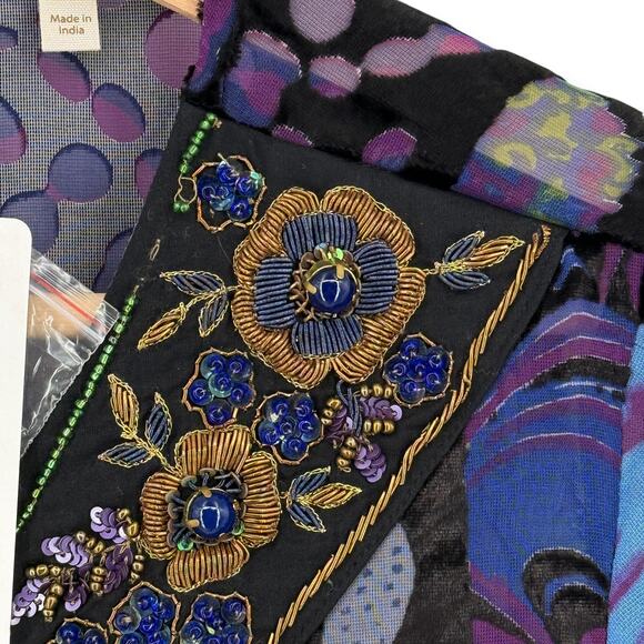 Soft Surroundings Vistosa Beaded Velvet Burnout Tunic Top Embroidered Sz PXS - Picture 3 of 9